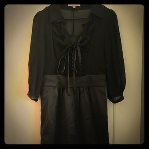 Partial silk black classic dress